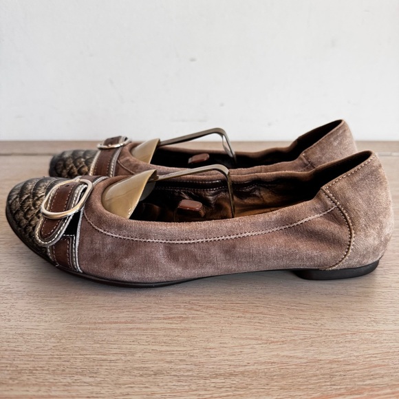 AGL Attilio Giusti Leombruni Monika‎ Ballet Flats Size 38 Brown Suede Cap Toe - Picture 5 of 11
